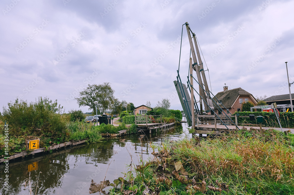 Dutch Rural Scenery, Road and Bridge Over the Canal Dutch Rural Scenery, Road and Bridge Over the Canal