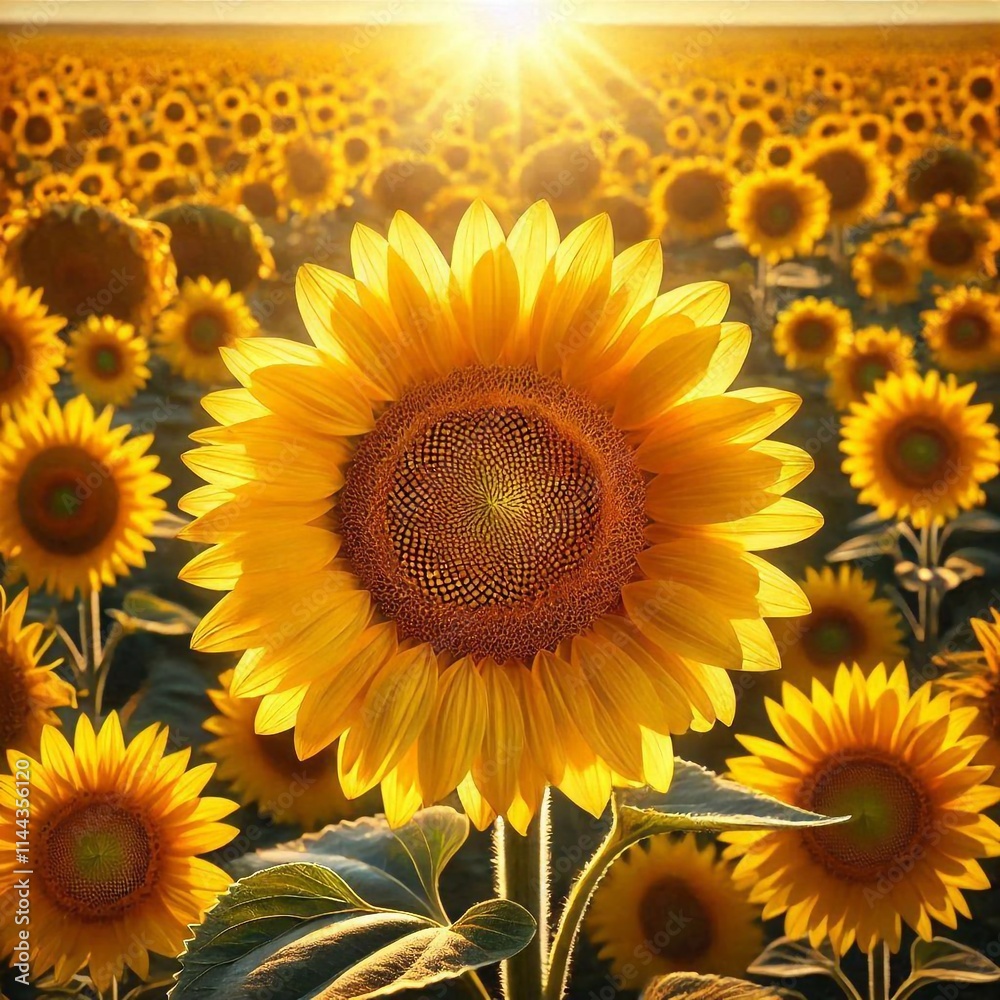 Fototapeta premium Vibrant Sunflowers Blooming Under the Summer Sun