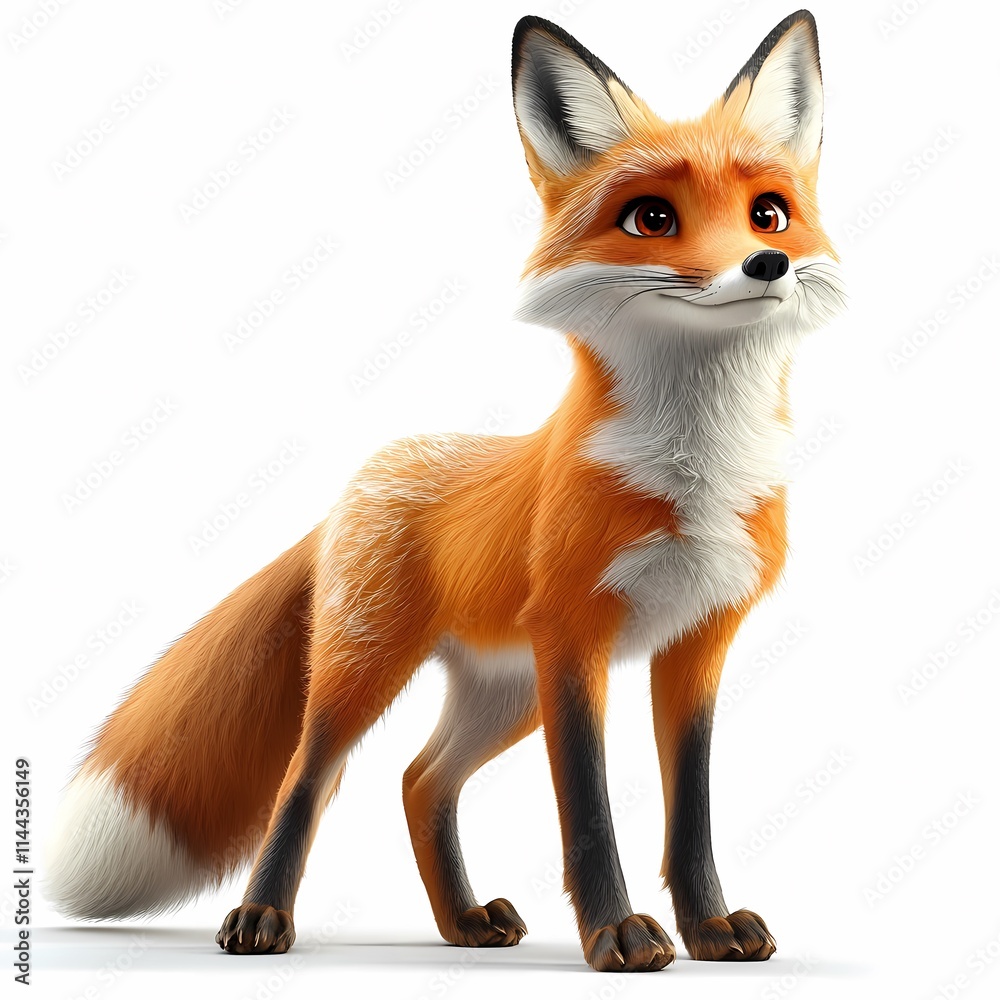 Obraz premium Whimsical Fox Illustration on White Background