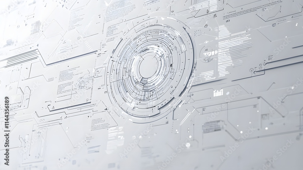 Light Gray Technology Blueprint with Copy Space