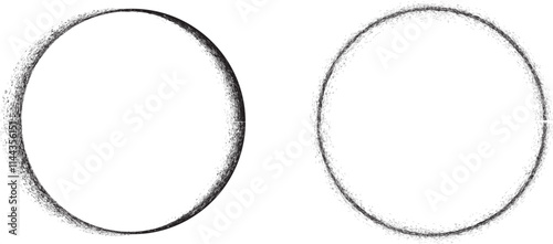 Round brushes pack .Grunge circle brushes. Vector brush Stroke. Distressed banner. Black circles with rough edges. paintbrush collection .Gradient paintbrush . Circular marks . Grunge textured circles
