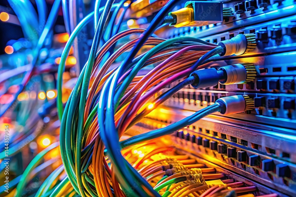 High Depth of Field Computer Screen Close Up, Messy Wires, Tech Background, Circuit Board Detail, Computer Hardware High Depth of Field Computer Screen Close Up, Messy Wires, Tech Background, Circuit Board Detail, Computer Hardware
