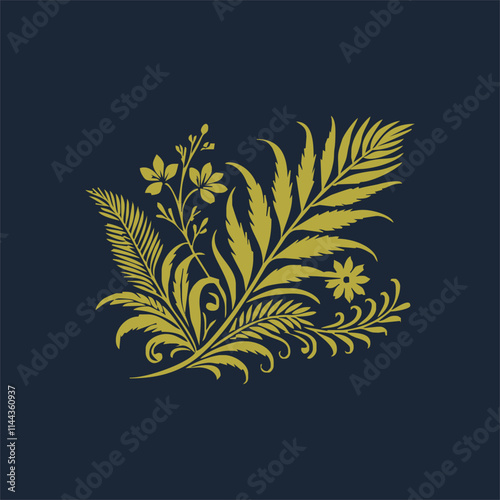 golden decorative elements. Vintage decor floral collection. photo