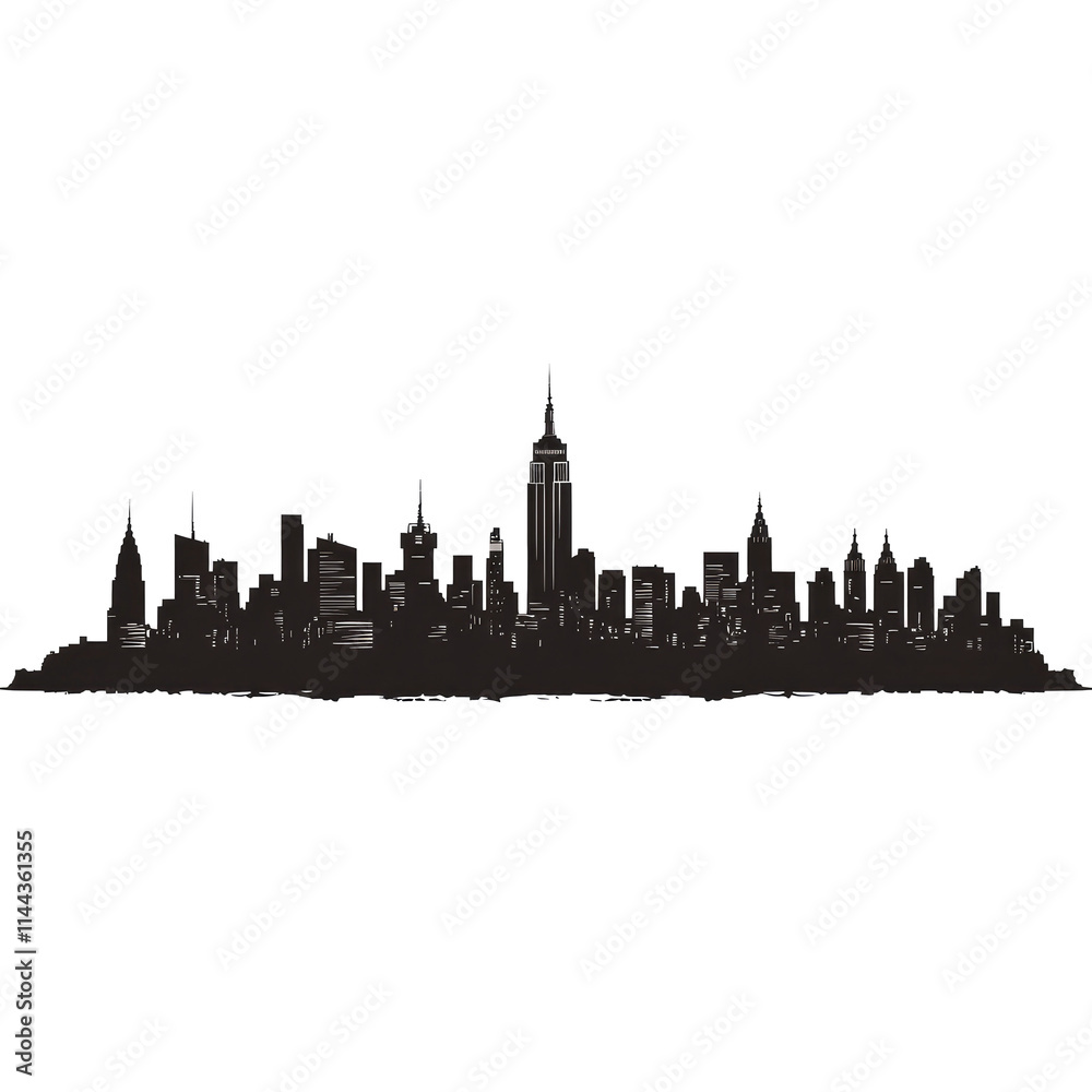 Black and white cityscape silhouette. Black and white cityscape silhouette.