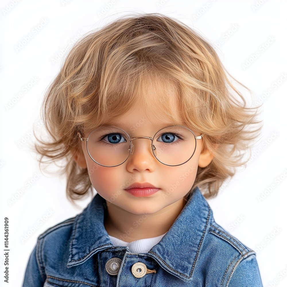 A Child Wearing Glasses on a White Background | Vision Health, Pediatric Eye Care, Child Health A Child Wearing Glasses on a White Background | Vision Health, Pediatric Eye Care, Child Health