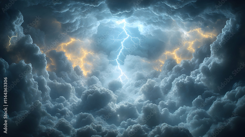 Dramatic lightning strike amidst dark storm clouds. Dramatic lightning strike amidst dark storm clouds.