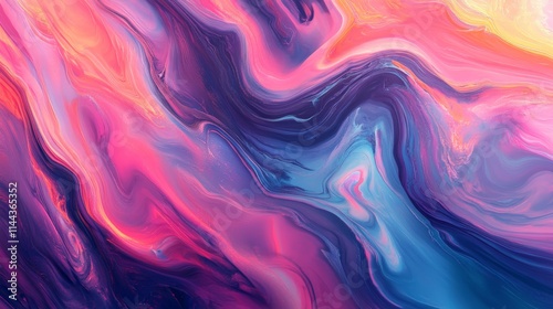 Vivid abstract swirling colors in pink, blue, and orange tones