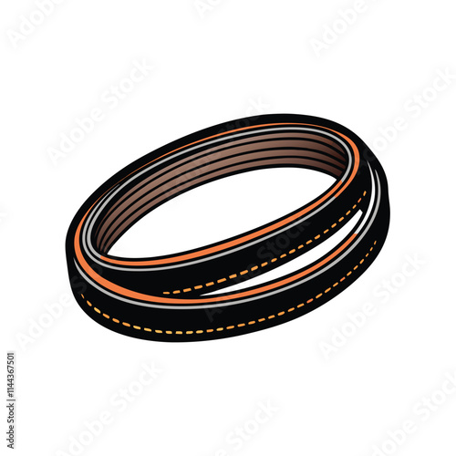 Close-up shot of a durable, reinforced rubber V-belt, showcasing its textured surface and strong fiber reinforcement.