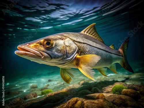 Long Exposure Snook Fish Photography: Night Fishing, Coastal Waters, Florida Snook, Saltwater Fish photo