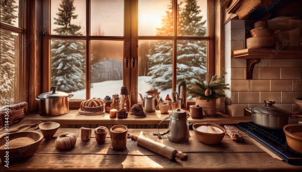 Fototapeta premium Holiday Kitchen Background