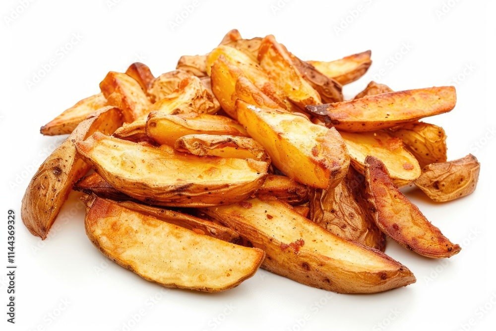 heap of fried potatoes isolated on white background top view heap of fried potatoes isolated on white background top view