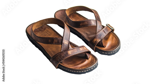 Stylish and Comfortable Brown Leather Sandals with Straps Suitable for Fashionable Summer Outings and Casual Wear.