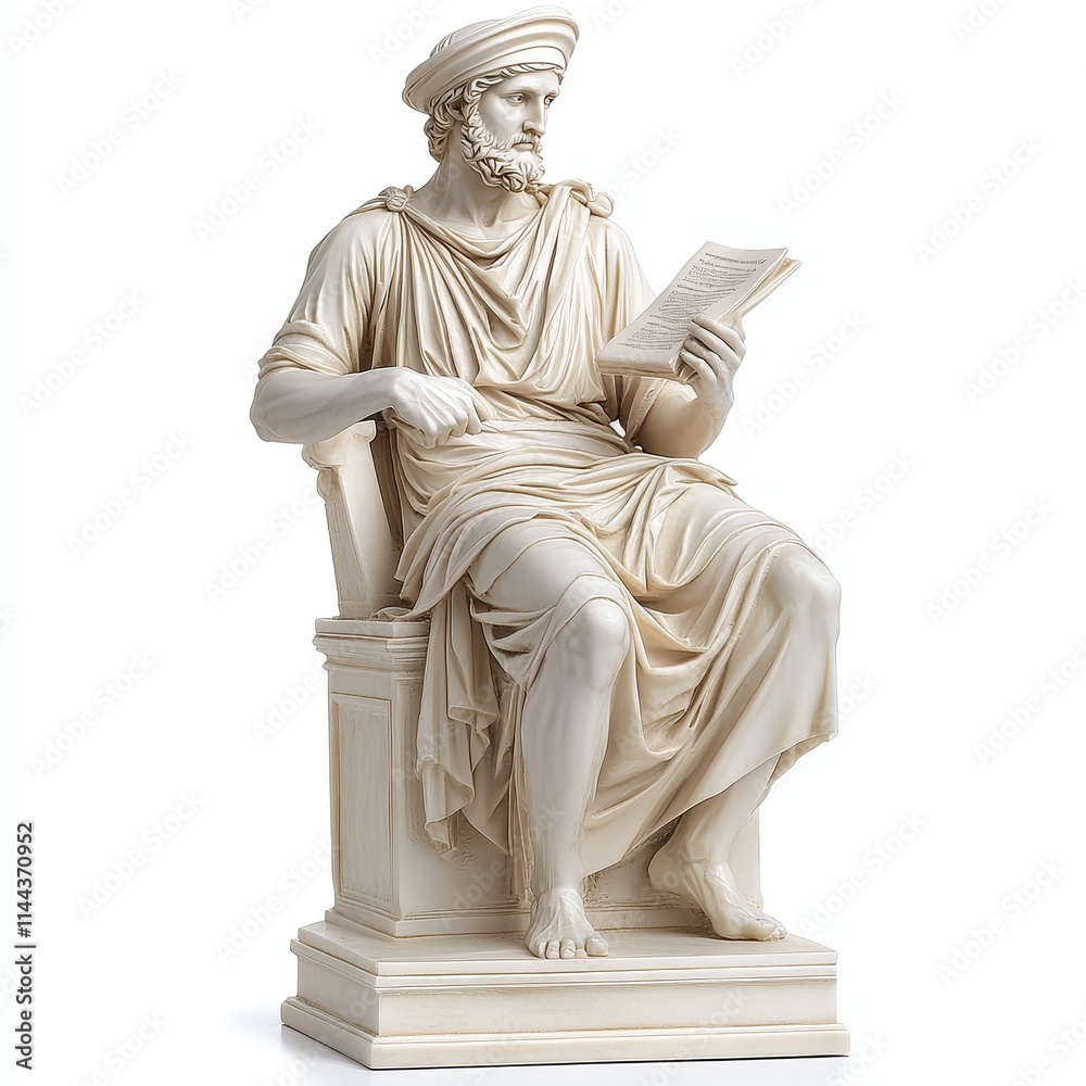 Fototapeta premium Stoic Greek Male Statue | Ancient History, Classical Art, Sculpture, Museum Exhibit, Historical Heritage, Greek Culture