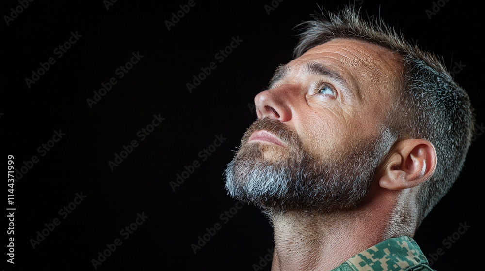 Obraz premium Pensive middle-aged man looking upward. (1)