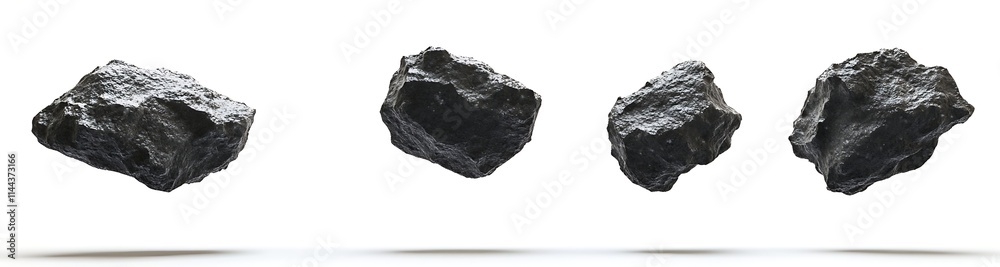 Floating Black Rocks: A collection of four black rocks floating in mid-air, creating a surreal and enigmatic image. Each rock is distinct in shape and texture. Floating Black Rocks: A collection of four black rocks floating in mid-air, creating a surreal and enigmatic image. Each rock is distinct in shape and texture.