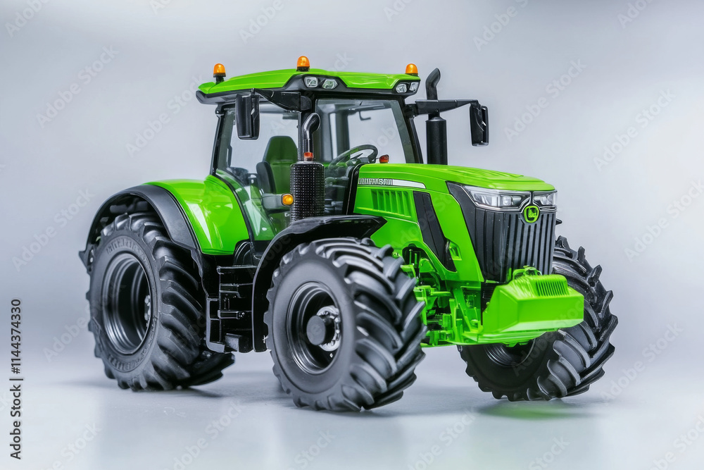 Obraz premium Tractor for farm work, modern agricultural transport working in the field, modern tractor close-up