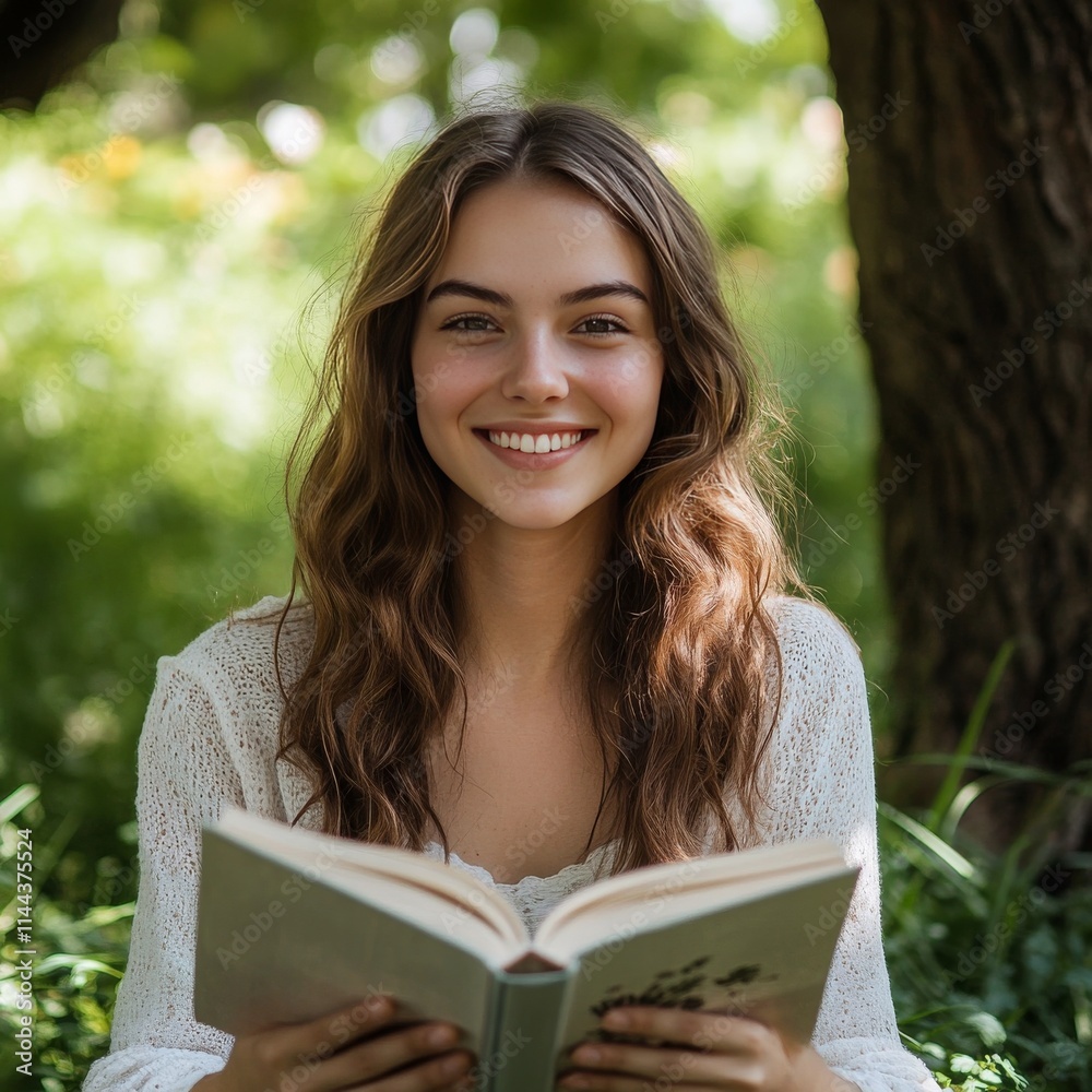 Fototapeta premium Park reader smiles.