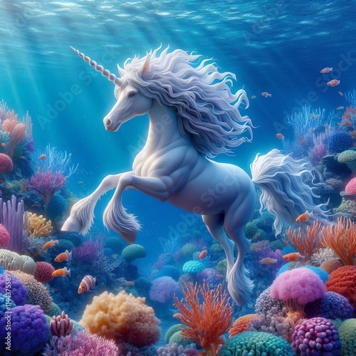 Underwater Unicorn A graceful underwater unicorn a sea dwelling photo