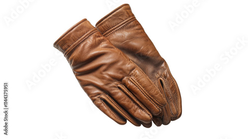 Stylish Pair of Leather Gloves on a White Background Perfect for Fashion and Accessory Promotions. photo