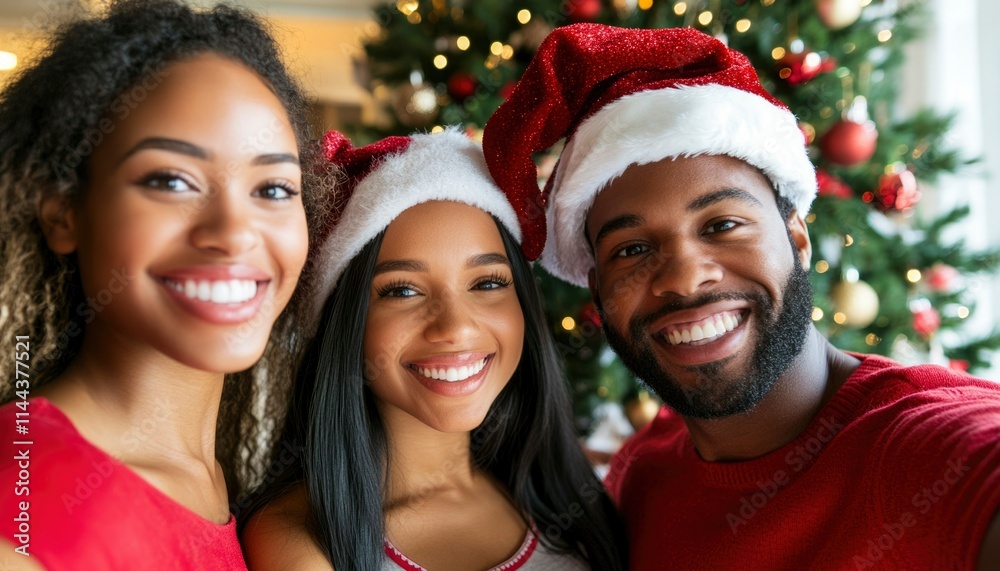 Happy African American Family Christmas Portrait Happy African American Family Christmas Portrait