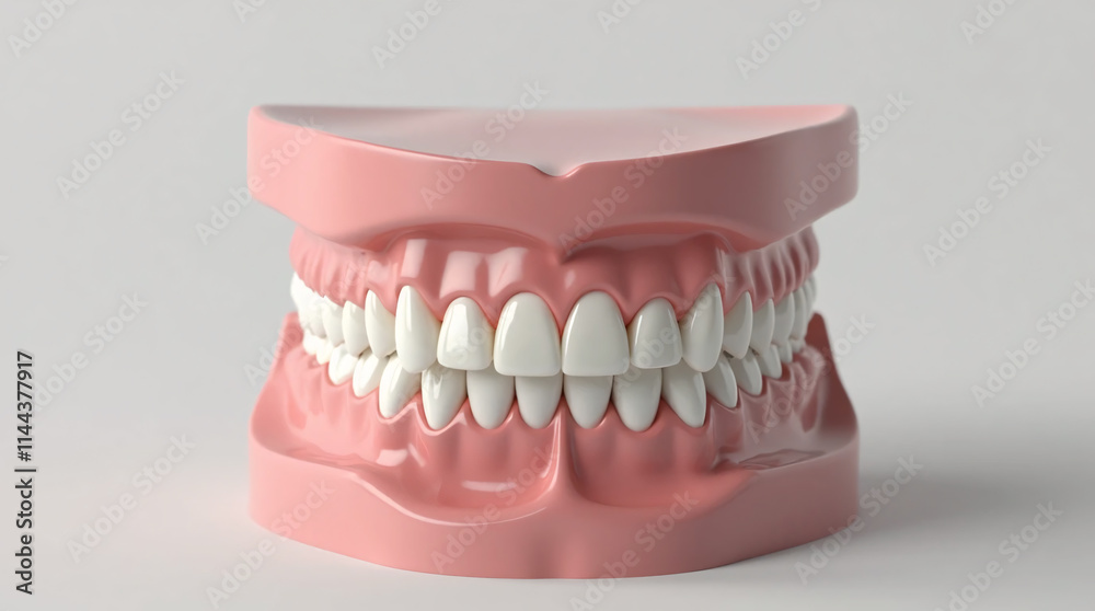 A denture and dental mold. A denture and dental mold.