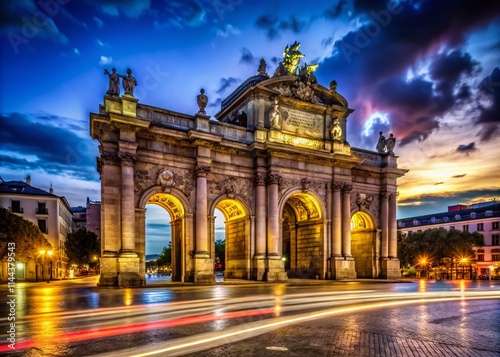 Madrid Night Photography: Puerta de Alcalá Urban Exploration
