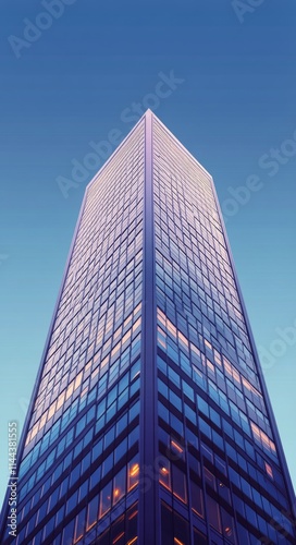 Captivating view of towering skyscrapers with vibrant reflections against a c...
