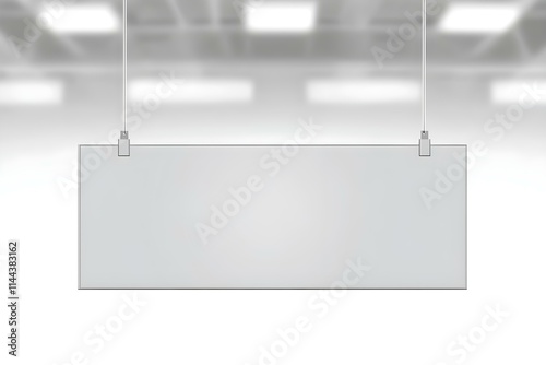 Realistic Mockup of Rectangular Dangler Hanging from Ceiling