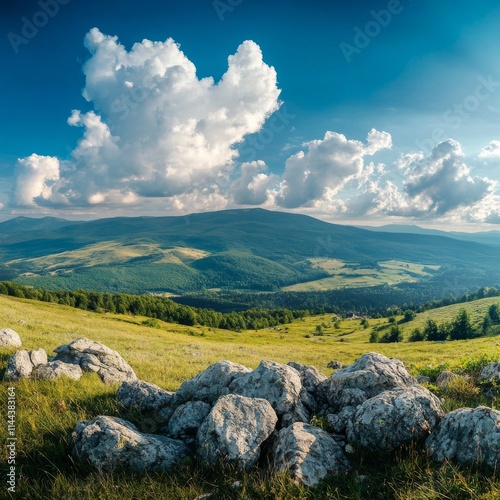 Hillside rocks adorn Runa's panorama.