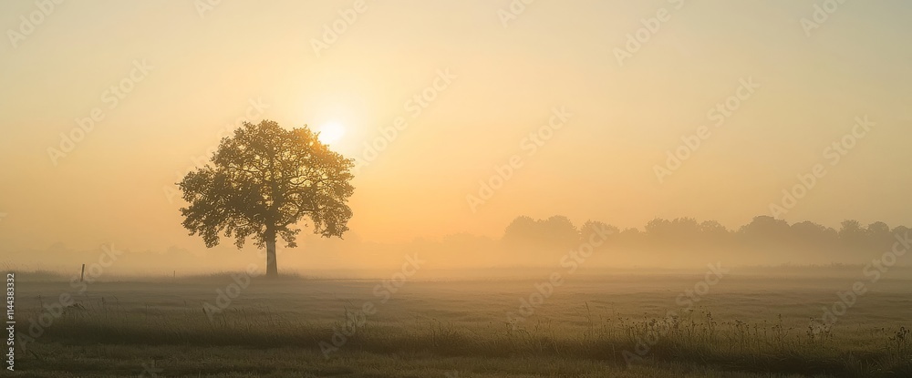A stunning, misty summer morning in the meadow, with trees and grass shrouded in fog, a vibrant sky, and a breathtaking panorama. A stunning, misty summer morning in the meadow, with trees and grass shrouded in fog, a vibrant sky, and a breathtaking panorama.