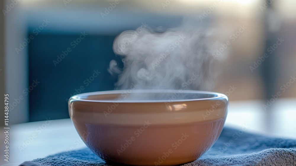 Steaming Bowl of Food on a Wooden Table Steaming Bowl of Food on a Wooden Table