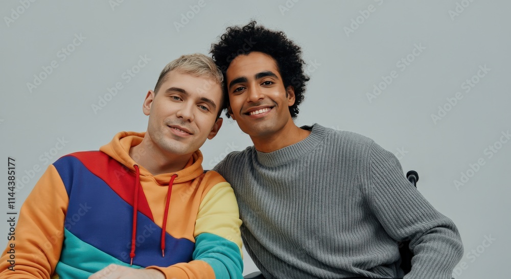Obraz premium Diverse friendship among young adults embracing joyful togetherness