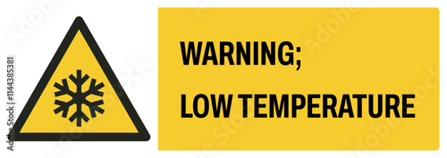 ISO warning safety signs uppercase text_warning ; low temperature_landscape size 1/2 a4,a3,a2,a1	 
