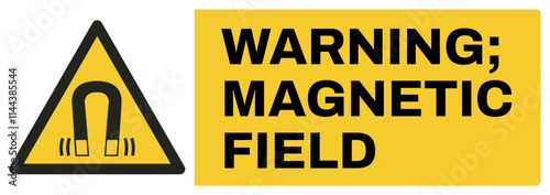 ISO warning safety signs uppercase text_warning ; magnetic field_landscape size 1/2 a4,a3,a2,a1	
