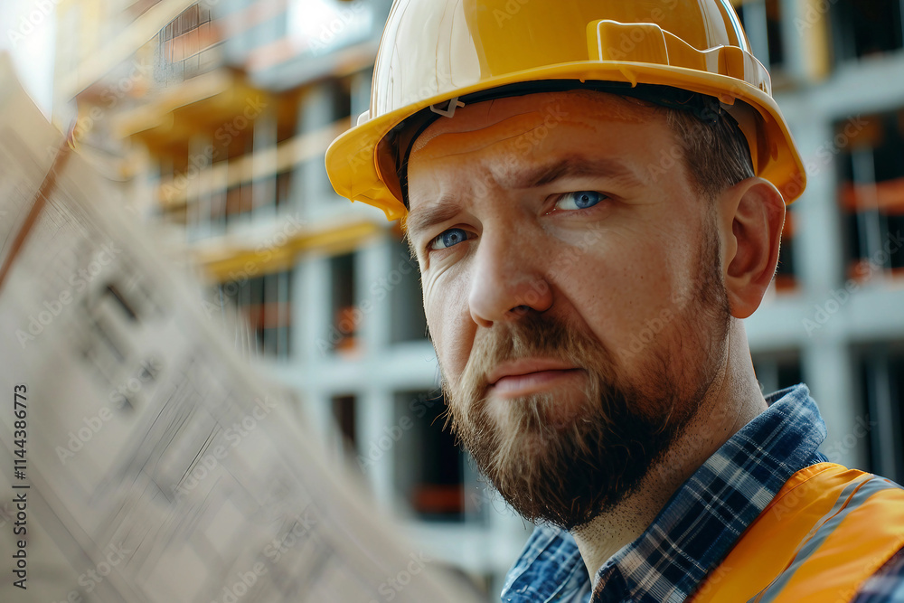Construction professional worker inspector on building generative AI Construction professional worker inspector on building generative AI