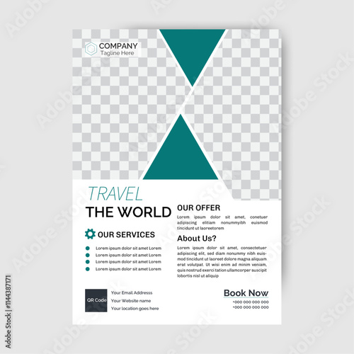 Abstract business corporate travel flyer in A4 vector template design or business poster template design. All main elements are easily editable.