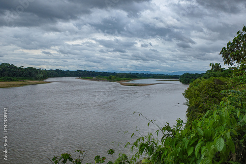 Tambopata, Peru - 25 Nov, 2024: Amazon rainforest landscapes along the Tambopata River photo