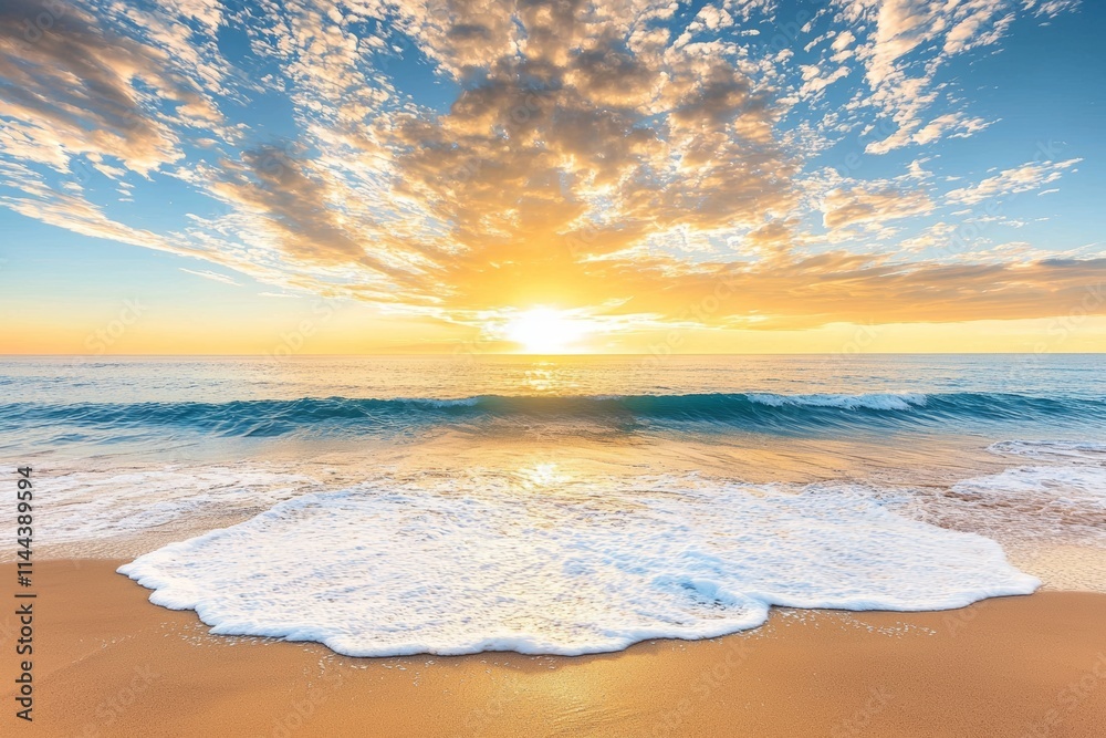 A twilight sky filled with vibrant clouds and dramatic sunlight during twilight over the sea, showcasing an amazing majestic natural backdrop, with a beautiful and idyllic sunrise. A twilight sky filled with vibrant clouds and dramatic sunlight during twilight over the sea, showcasing an amazing majestic natural backdrop, with a beautiful and idyllic sunrise.