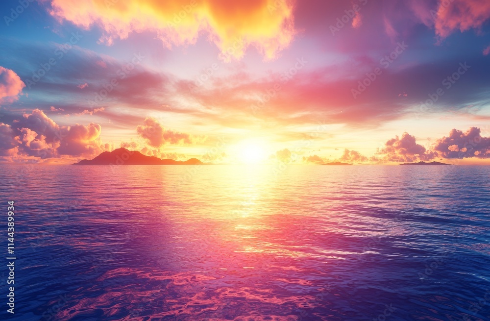 Obraz premium The morning sunrise over the sea displays a variety of colors and shades.