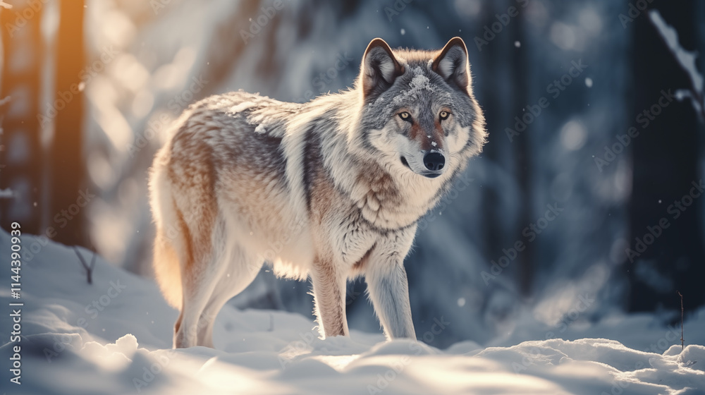 Obraz premium gray wolf in snow