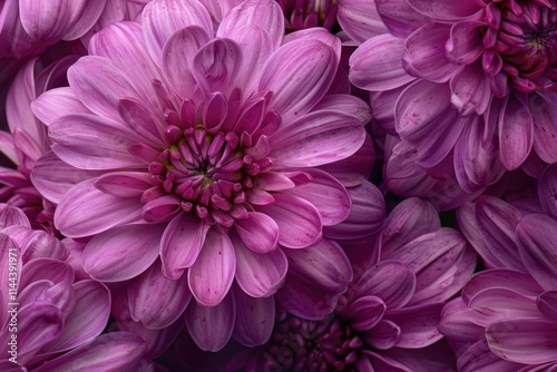 Mum Flower. Closeup of Purple Chrysanthemum Macro Bloom in High Contrast