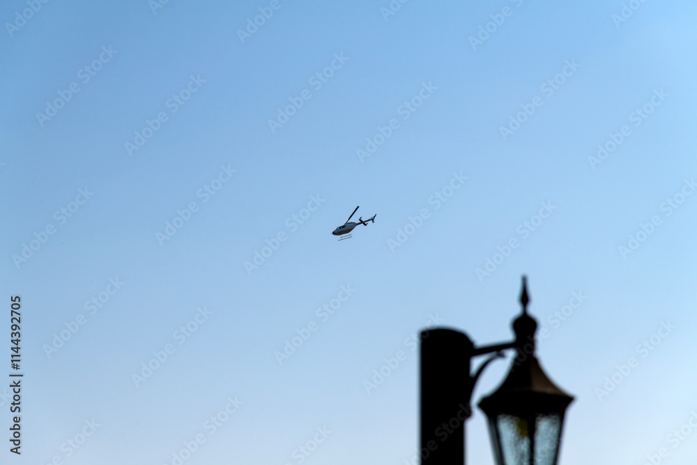 flying helicopter over the lamp post flying helicopter over the lamp post