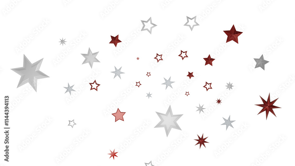 An image of various sized red and white stars scattered against a black background. An image of various sized red and white stars scattered against a black background.