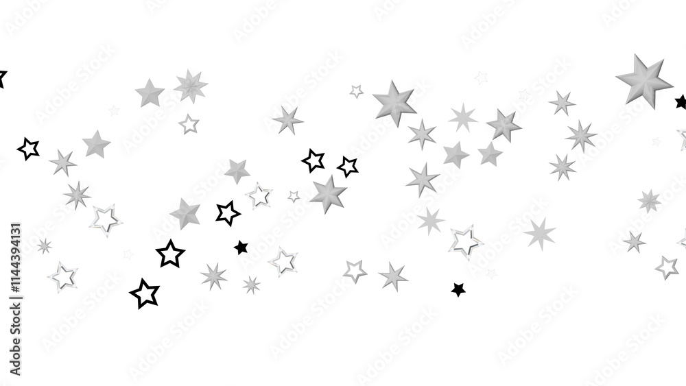 Naklejka premium A digital illustration featuring white stars on a black background creating an abstract and cosmic starry night.