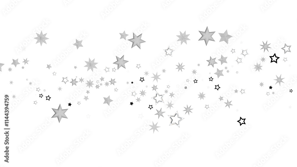 A digital illustration of many silver stars on a black background. A digital illustration of many silver stars on a black background.