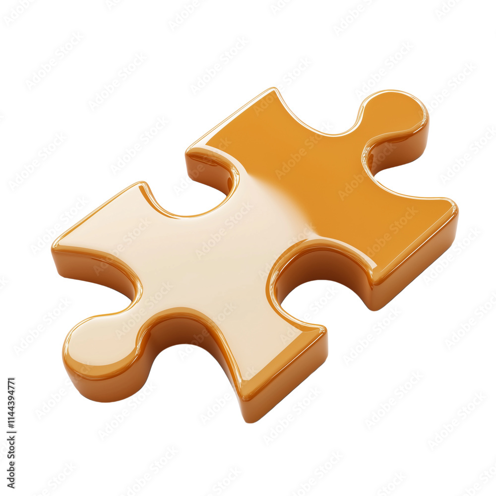 3D icon of brown puzzle piece isolated on transparent background