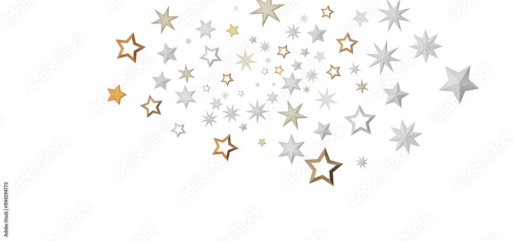 An abstract illustration of a night sky filled with golden and silver stars, creating a mesmerizing and celestial backdrop