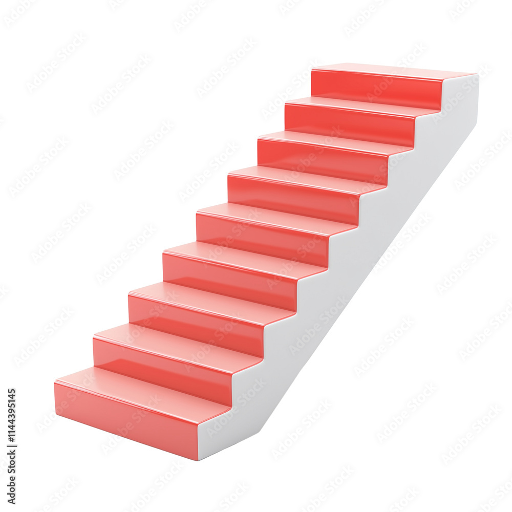 3D icon of pink staircase for progress isolated on transparent background 3D icon of pink staircase for progress isolated on transparent background