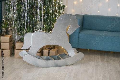 Christmas interior in a photo studio. Holiday.