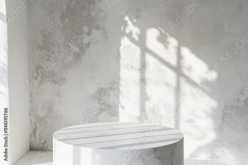 Wallpaper Mural Plaster bright white and gray wall, white table stage background, white abstract empty corner blank table studio shot, white table white podium with spotlight and bright minimal background Torontodigital.ca